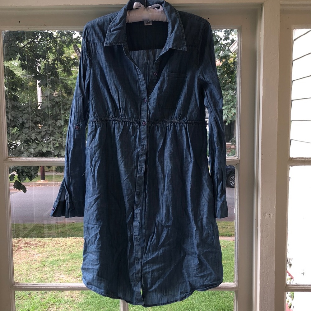 Motherhood Maternity long sleeve chambray dress